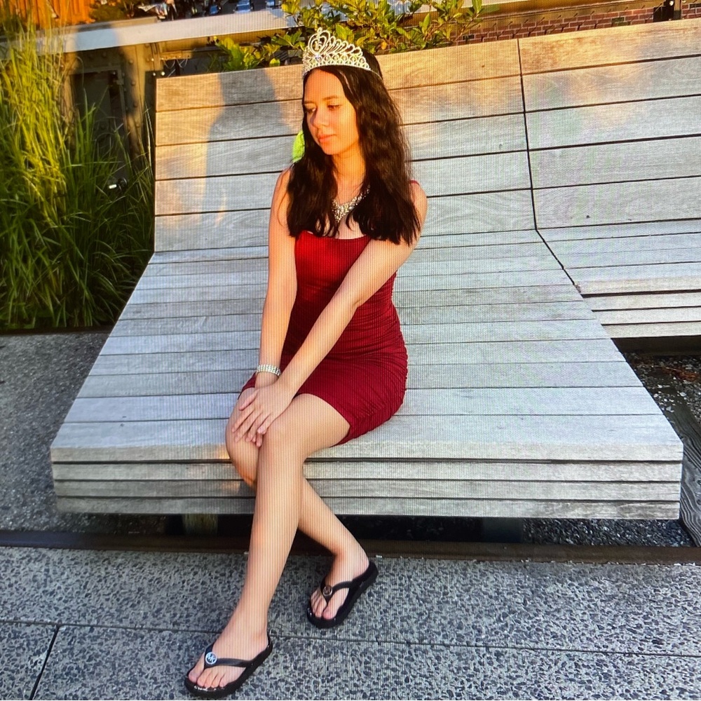 Burgundy Ruched Spaghetti Strap Dress